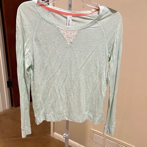 Splendid Mint Green Lace Detail Long Sleeve Top